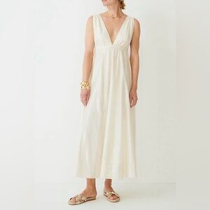 NWT J.Crew Plunge-neck metallic beach dress (BS694) ~ IBIZA SILVER ~ XS